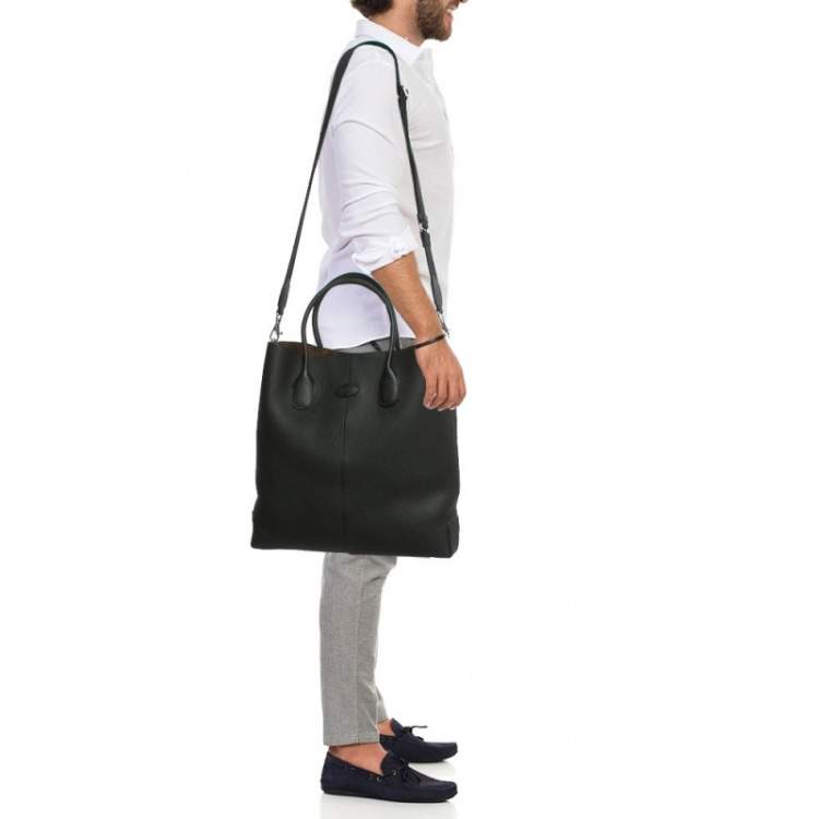 Pre Owned Tod's Di Medium Black Leather Shopper Tote