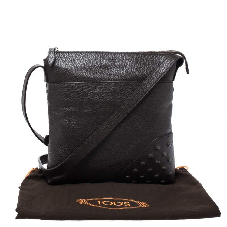 Pre Owned Tod's Brown Leather Reporter Messenger Bag