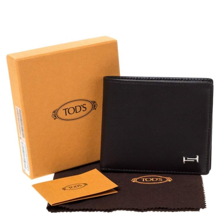 Pre Owned Tod's Dark Brown Leather Double T Bifold Wallet