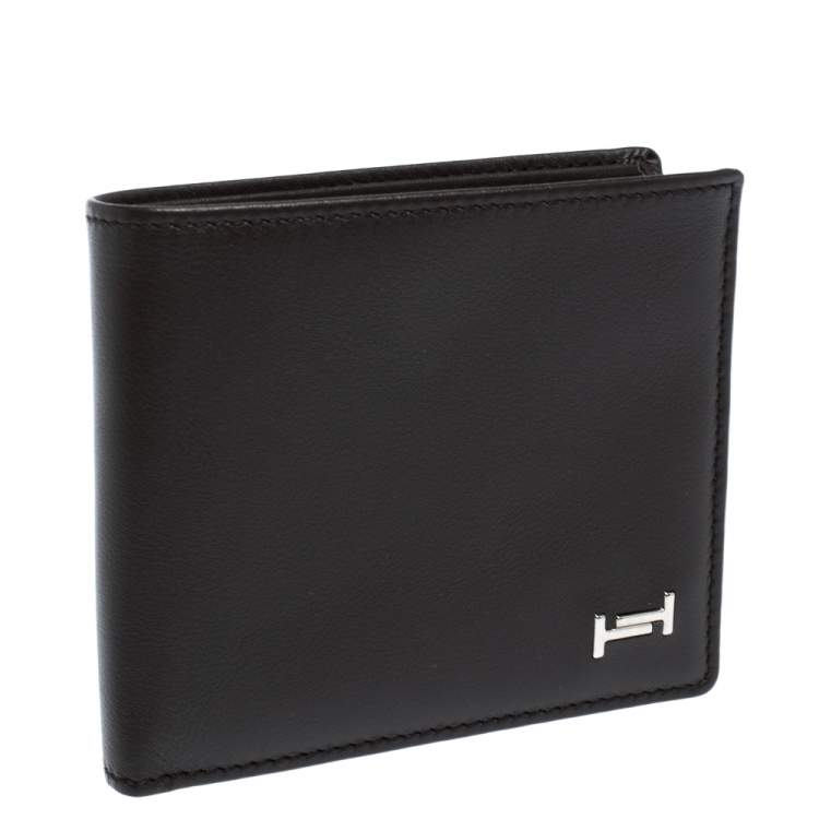 Pre Owned Tod's Dark Brown Leather Double T Bifold Wallet