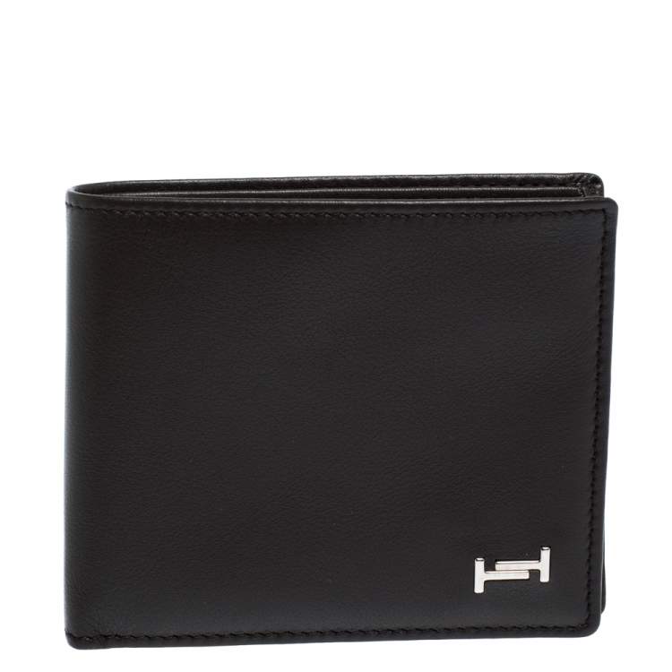 Pre Owned Tod's Dark Brown Leather Double T Bifold Wallet