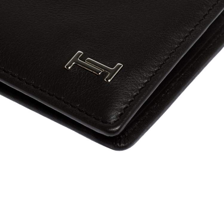 Pre Owned Tod's Dark Brown Leather Double T Bifold Wallet