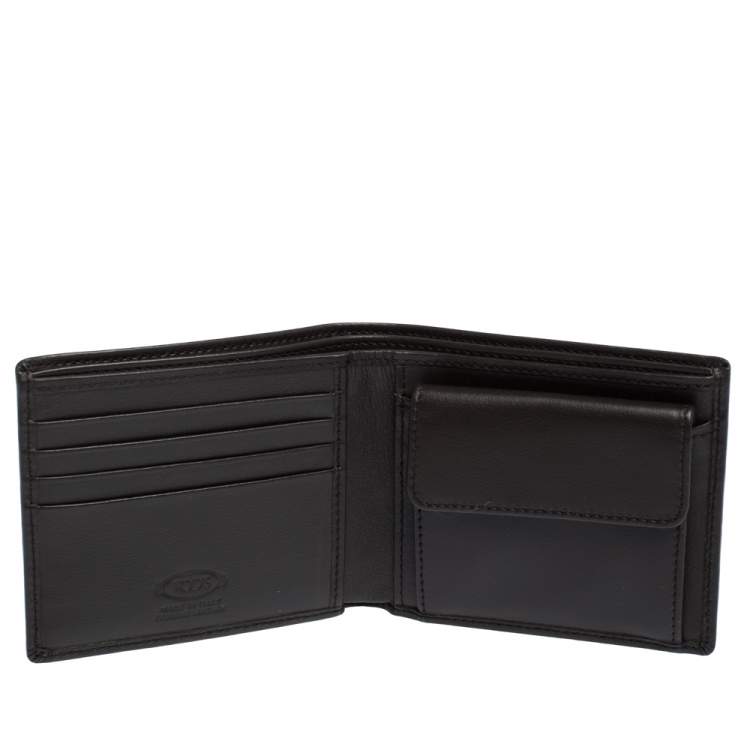 Pre Owned Tod's Dark Brown Leather Double T Bifold Wallet