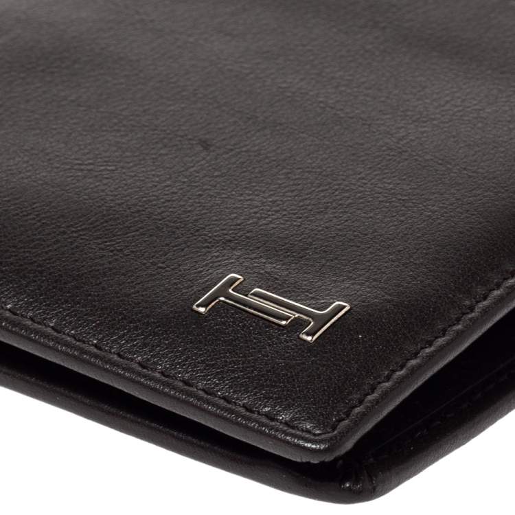 Pre Owned Tod's Dark Brown Leather Double T Bifold Wallet