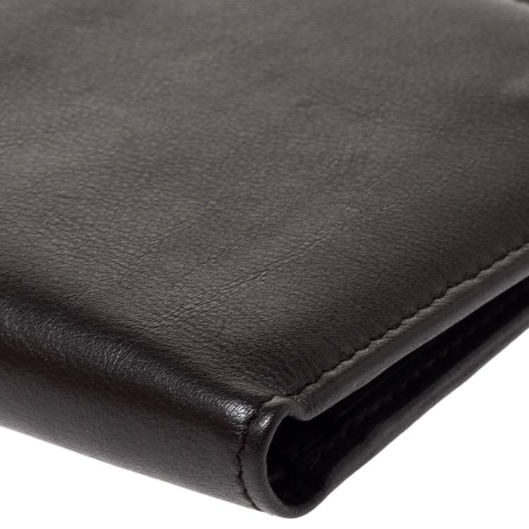Pre Owned Tod's Dark Brown Leather Double T Bifold Wallet