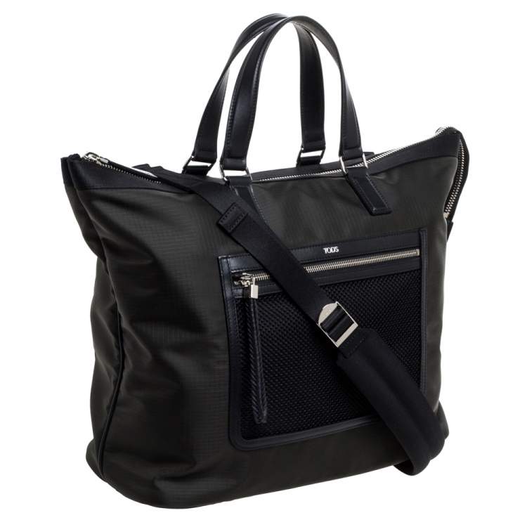 Pre Owned Tod's Dark Green Nylon and Mesh Tote