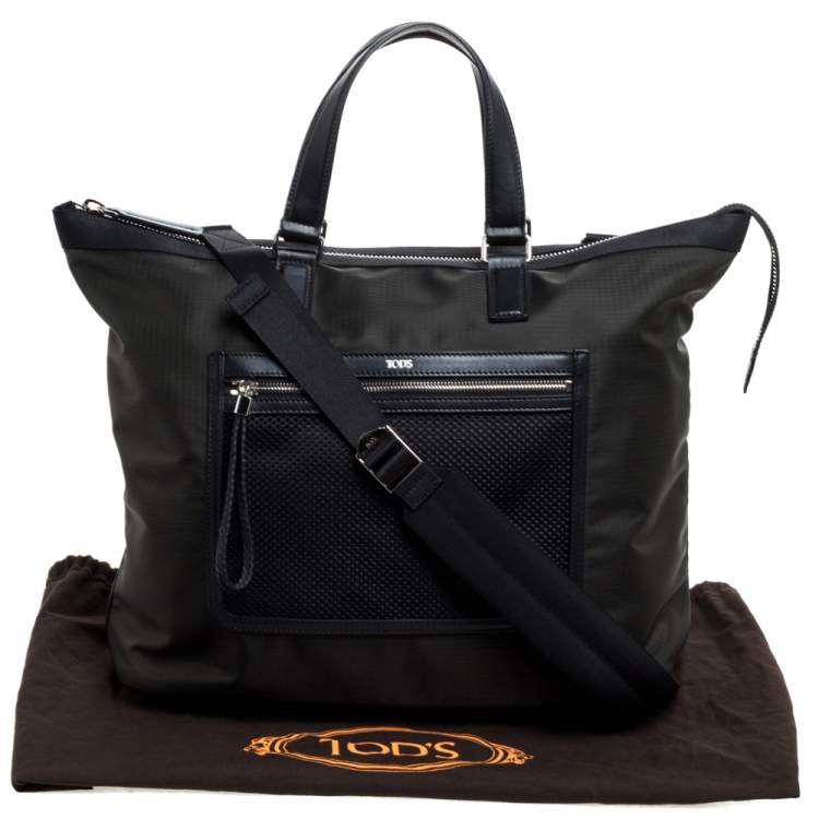 Pre Owned Tod's Dark Green Nylon and Mesh Tote