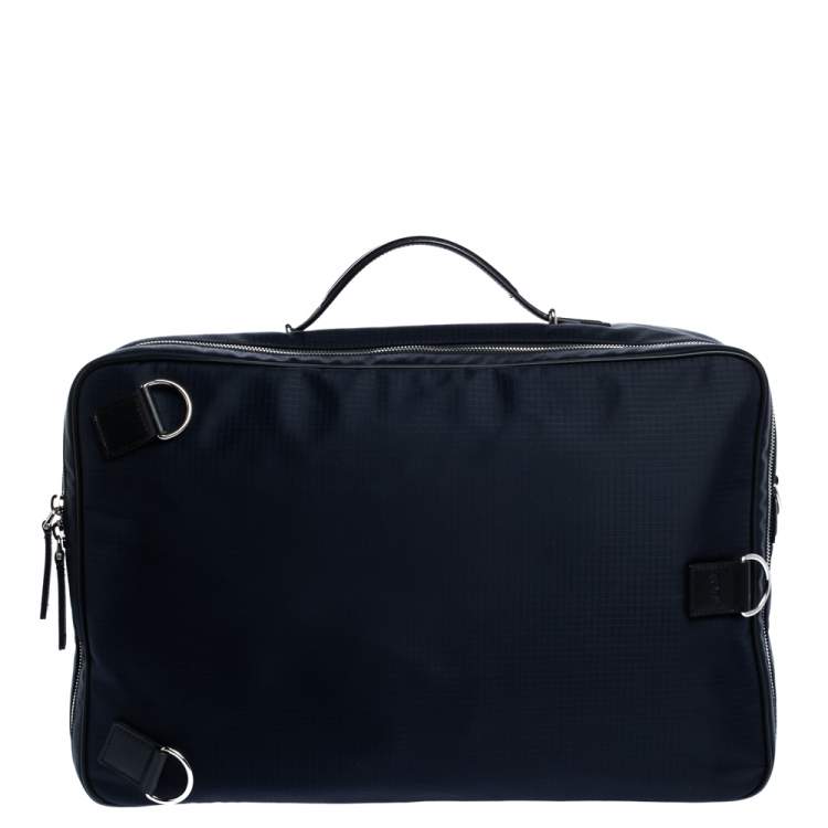 Pre Owned Tod's Navy Blue Nylon Zip Convertible Briefcase/Backpack