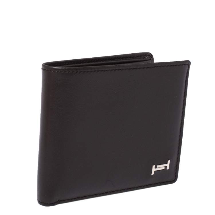 Pre Owned Tod's Dark Brown Leather Double T Bifold Wallet