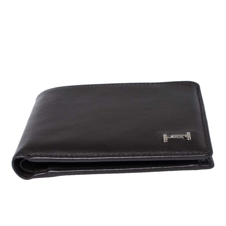 Pre Owned Tod's Dark Brown Leather Double T Bifold Wallet