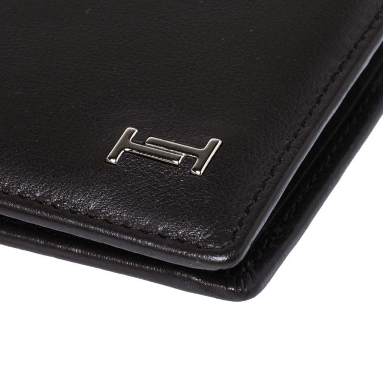 Pre Owned Tod's Dark Brown Leather Double T Bifold Wallet