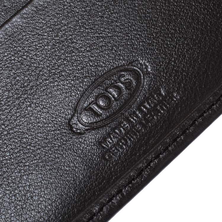Pre Owned Tod's Dark Brown Leather Double T Bifold Wallet