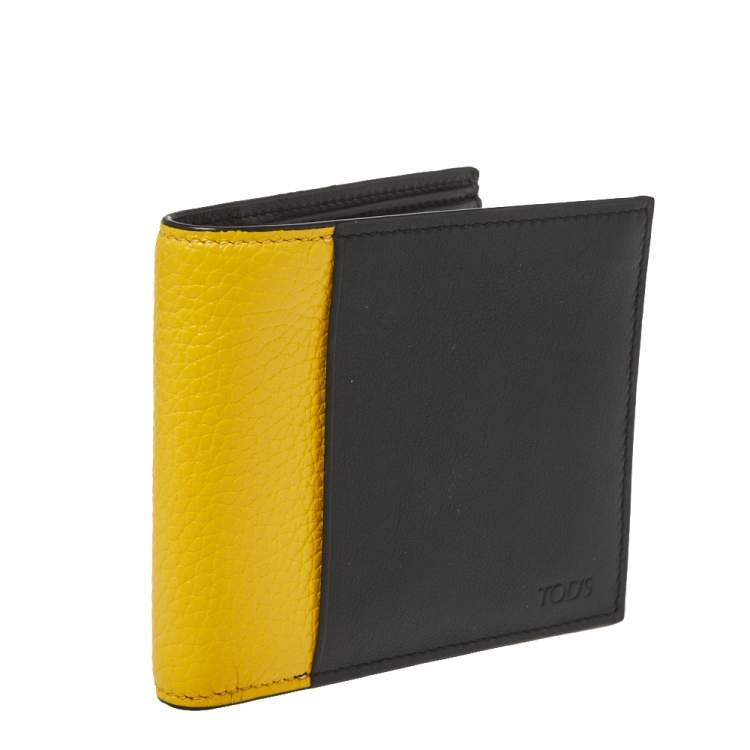 Pre Owned Tod's Black/Yellow Leather Bifold Wallet