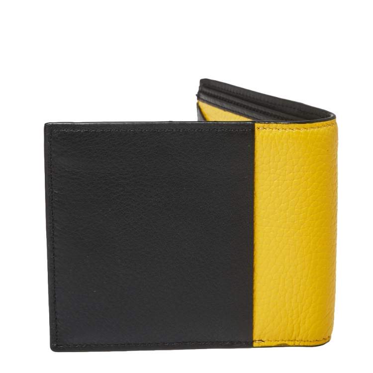 Pre Owned Tod's Black/Yellow Leather Bifold Wallet