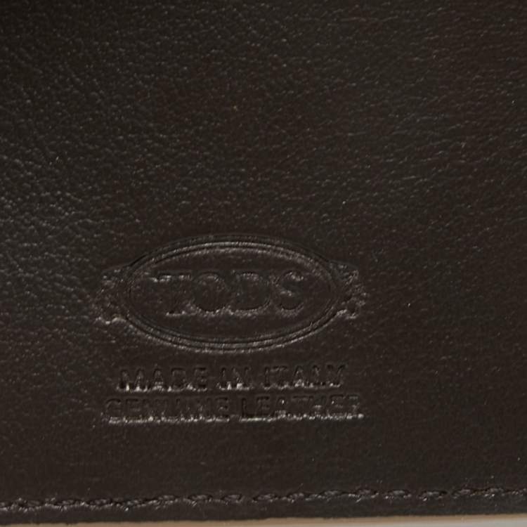 Pre Owned Tod's Khaki Green Lizard Embossed Leather Money Clip
