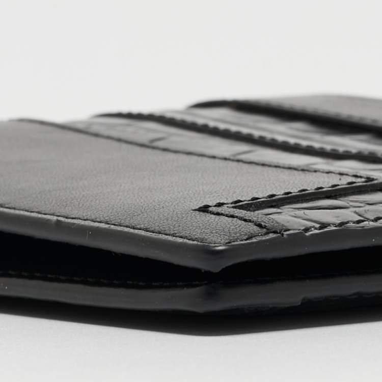 Pre Owned Tod's Black Croc Embossed and Leather Bifold Wallet 