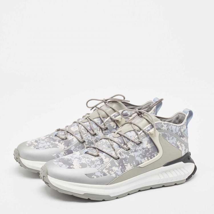 Pre Owned Tod's Grey Camouflage Print Fabric No Code J Sneakers Size 45