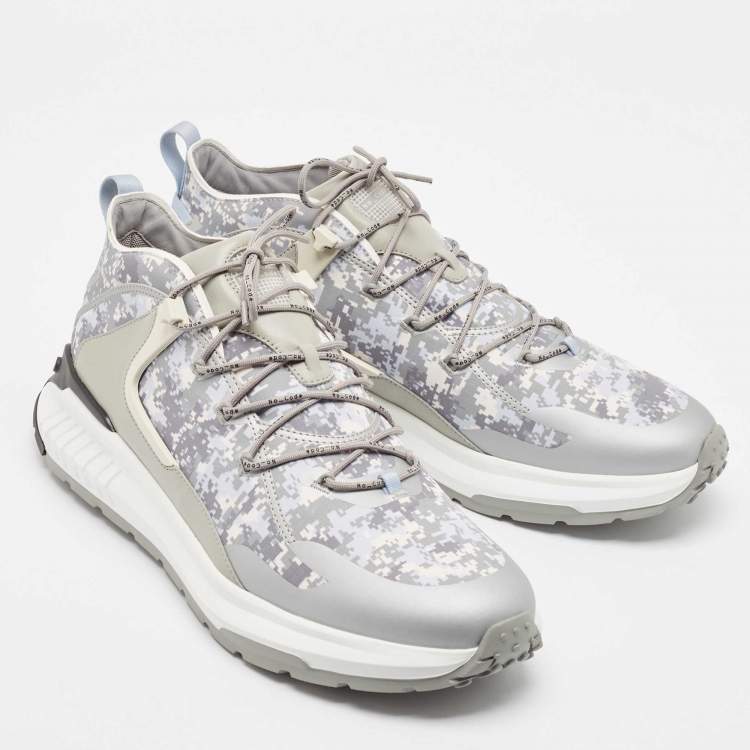 Pre Owned Tod's Grey Camouflage Print Fabric No Code J Sneakers Size 45