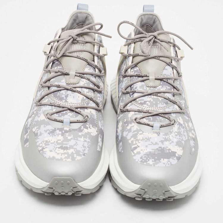 Pre Owned Tod's Grey Camouflage Print Fabric No Code J Sneakers Size 45.5