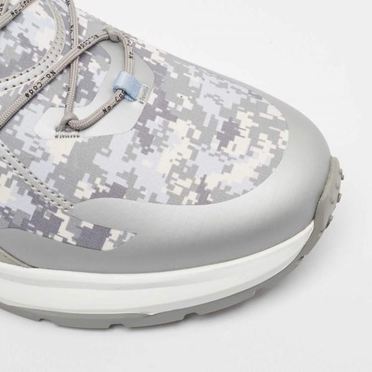 Pre Owned Tod's Grey Camouflage Print Fabric No Code J Sneakers Size 45.5