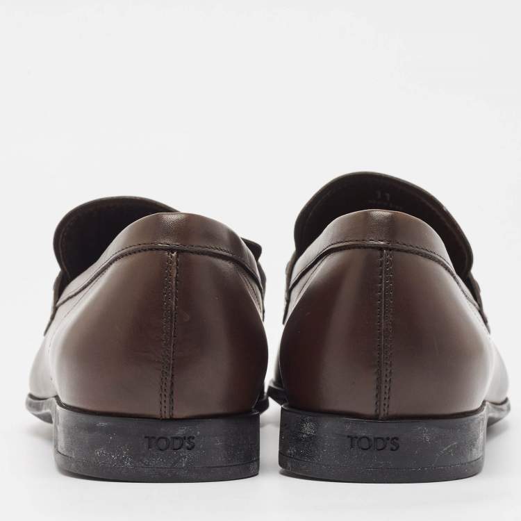 Pre Owned Tod's Brown Leather Penny Loafers Size 45.5