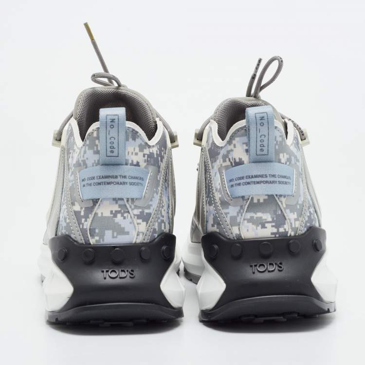 Pre Owned  Tod's Grey Camouflage Print Fabric No Code J Sneakers Size 41.5