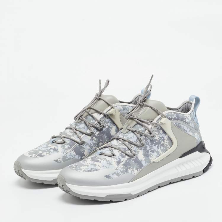 Pre Owned  Tod's Grey Camouflage Print Fabric No Code J Sneakers Size 41.5