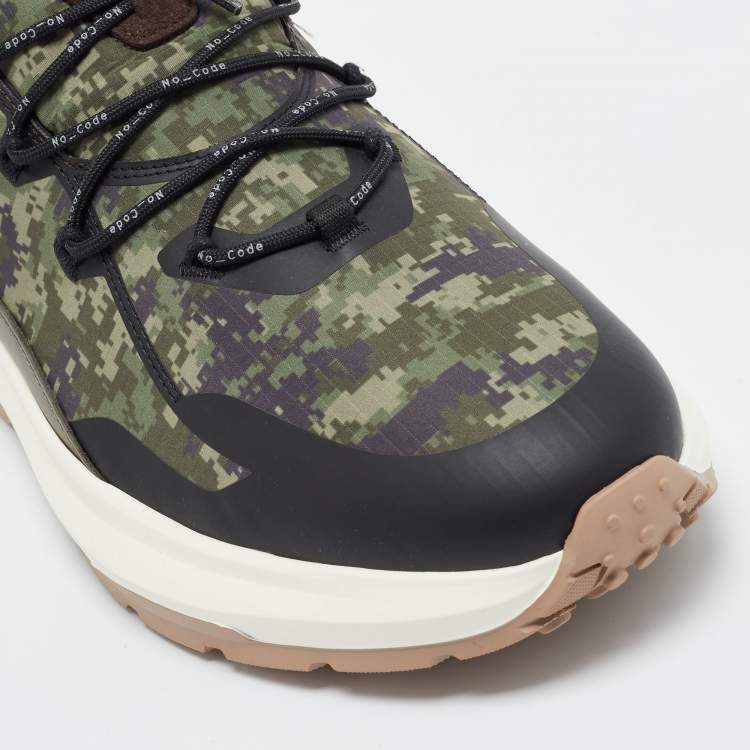 Pre Owned Tod's Green Camouflage Print Fabric No Code J Sneakers Size 47