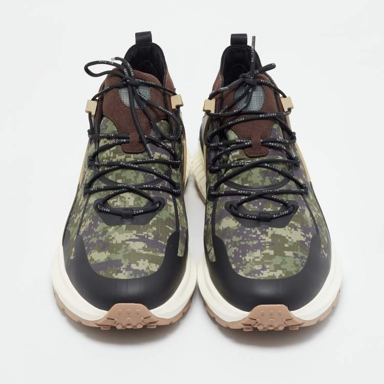 Pre Owned Tod's Green Camouflage Print Fabric No Code J Sneakers Size 47