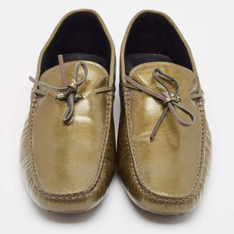 Pre Owned Tod's Green Patent Leather Driver Loafers Size 44.5