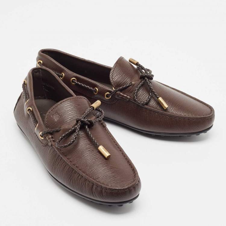 Pre Owned Tod's Brown Leather Lace Up Loafer Size 39.5