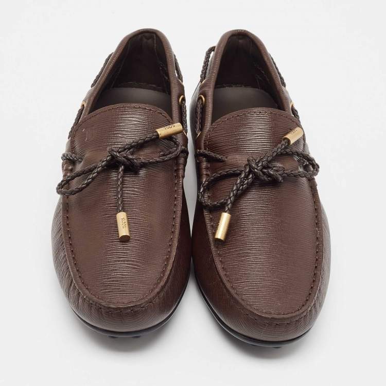 Pre Owned Tod's Brown Leather Lace Up Loafer Size 39.5