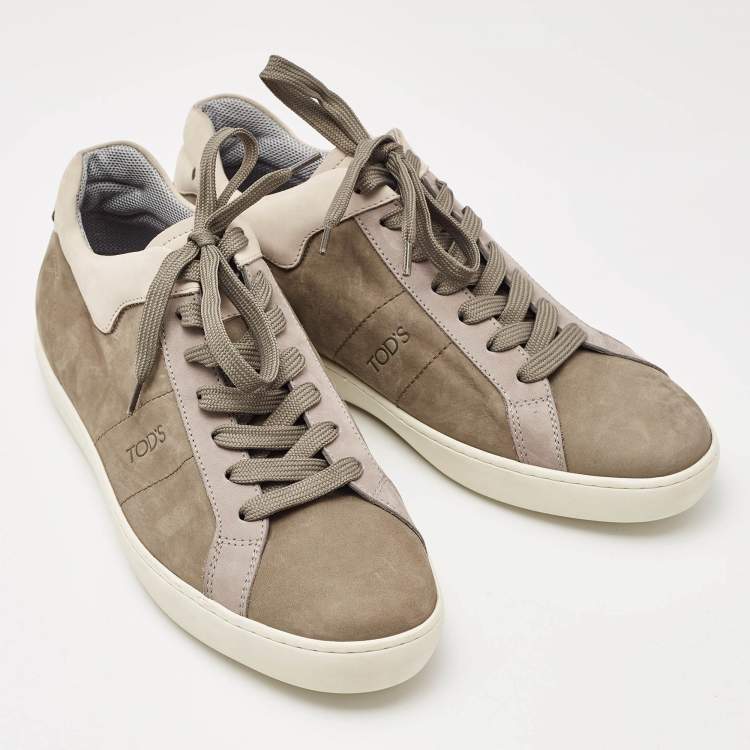 Pre Owned Tod's Grey Nubuck Leather Low Top Sneakers Size 44.5