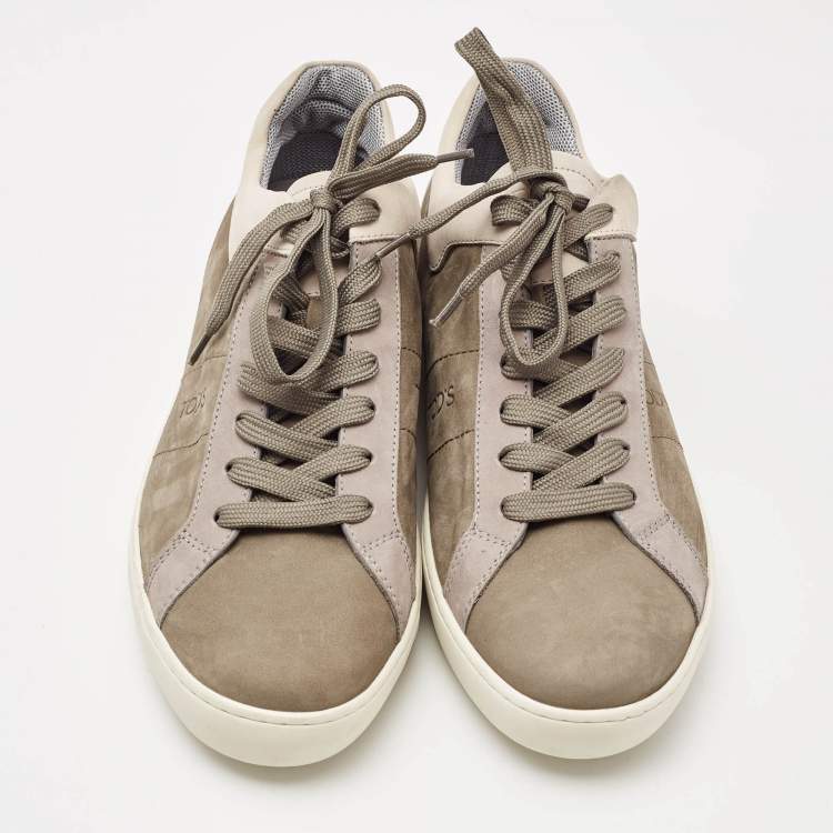 Pre Owned Tod's Grey Nubuck Leather Low Top Sneakers Size 44.5