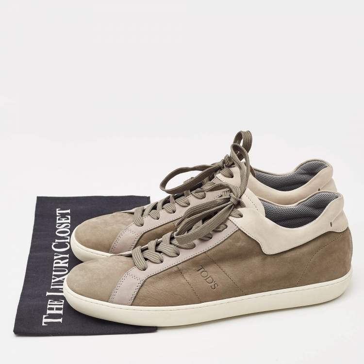 Pre Owned Tod's Grey Nubuck Leather Low Top Sneakers Size 44.5