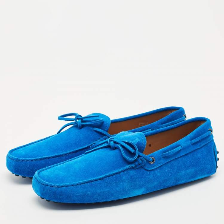 Pre Owned Tod's Blue Suede Gommino Driver Loafers Size 43