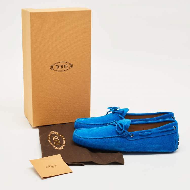 Pre Owned Tod's Blue Suede Gommino Driver Loafers Size 43