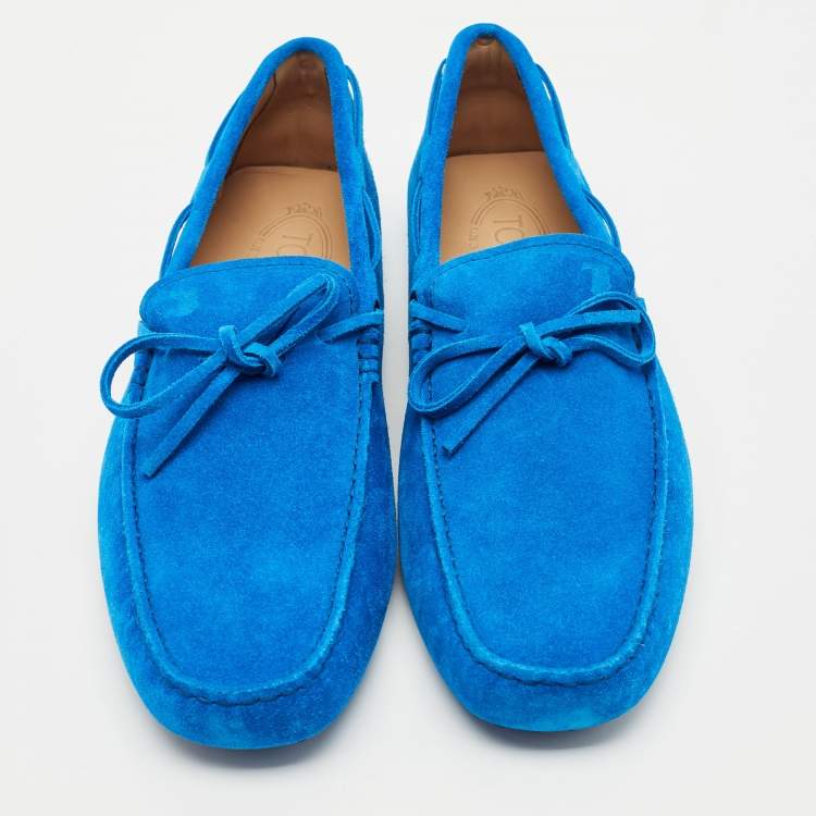 Pre Owned Tod's Blue Suede Gommino Driver Loafers Size 43
