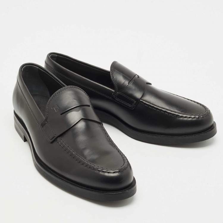 مملوكة مسبقًا Tod's Black Leather Penny Penny Loafers Size 39.5