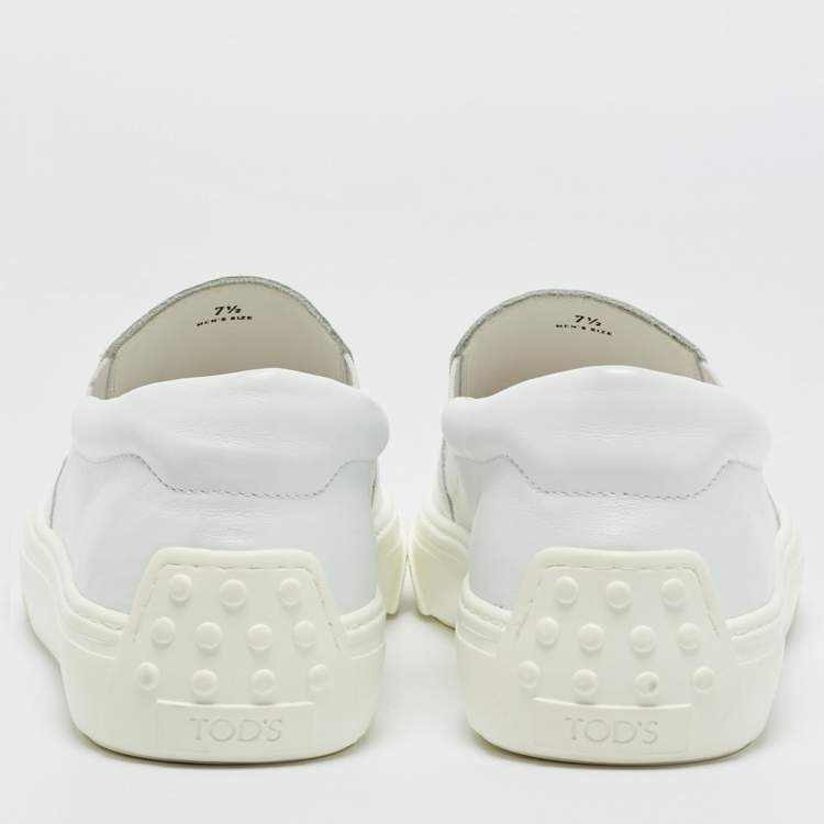 Pre Owned Tod's White Leather Slip On Sneakers Size 41.5