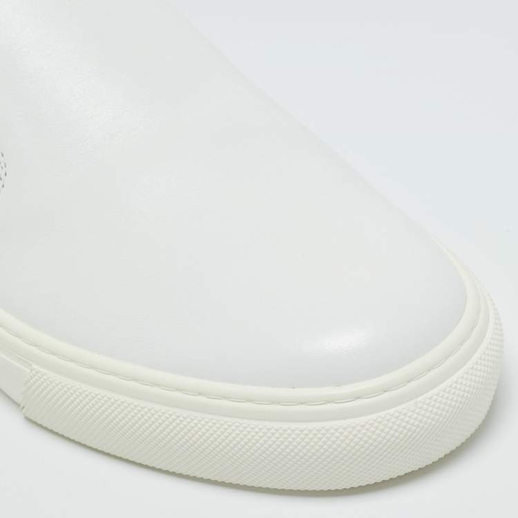 Pre Owned Tod's White Leather Slip On Sneakers Size 41.5