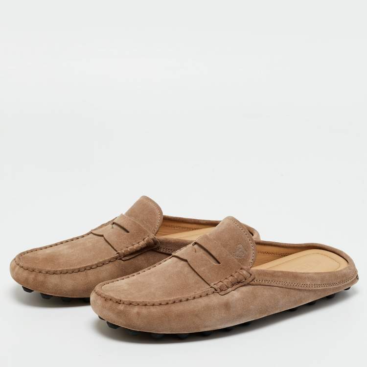 Pre Owned Tod's Brown Suede Gommini Mules Size 40.5