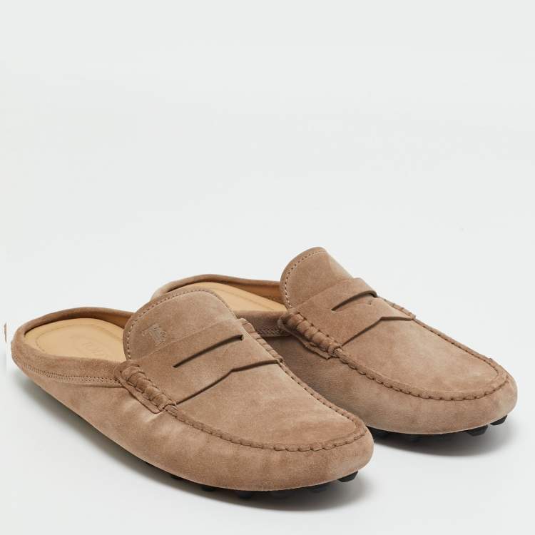 Pre Owned Tod's Brown Suede Gommini Mules Size 40.5