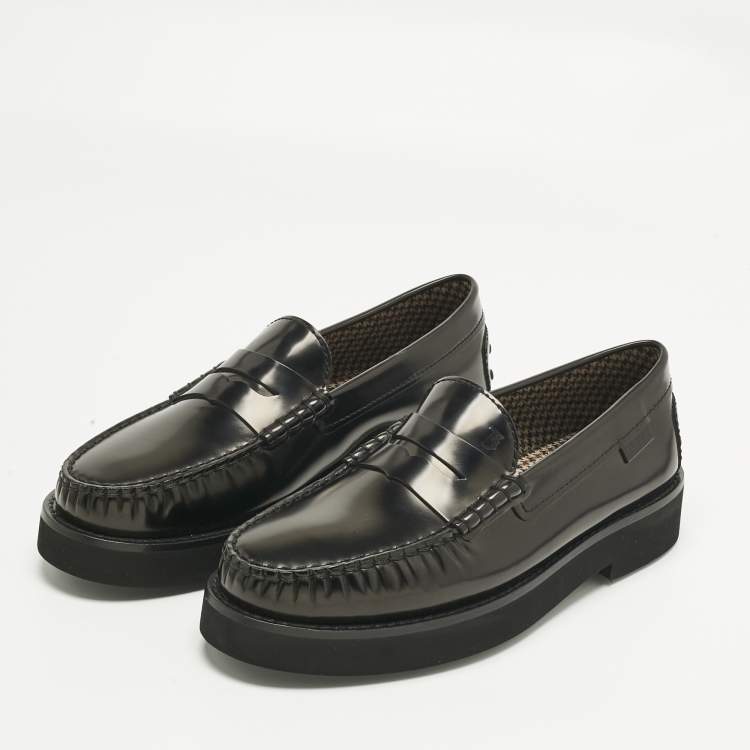 Pre Owned Tod's Black Leather Penny Loafers Size 42