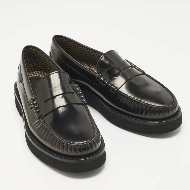 Pre Owned Tod's Black Leather Penny Loafers Size 42