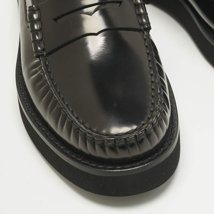 Pre Owned Tod's Black Leather Penny Loafers Size 42