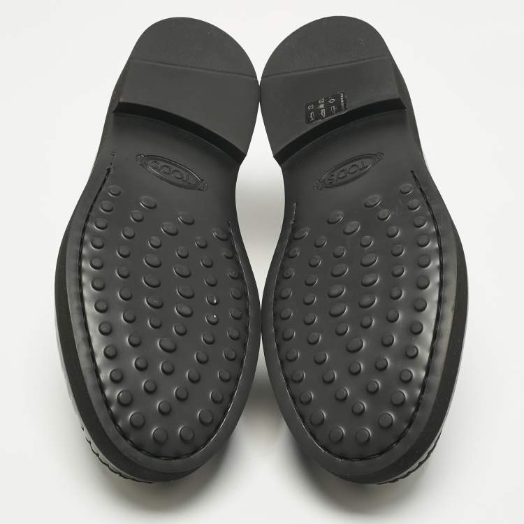 Pre Owned Tod's Black Leather Penny Loafers Size 42