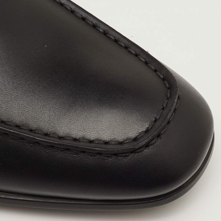 Pre Owned Tod's Mocassino Size 41 Black Leather Slip On Loafers