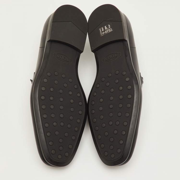 Pre Owned Tod's Mocassino Size 41 Black Leather Slip On Loafers