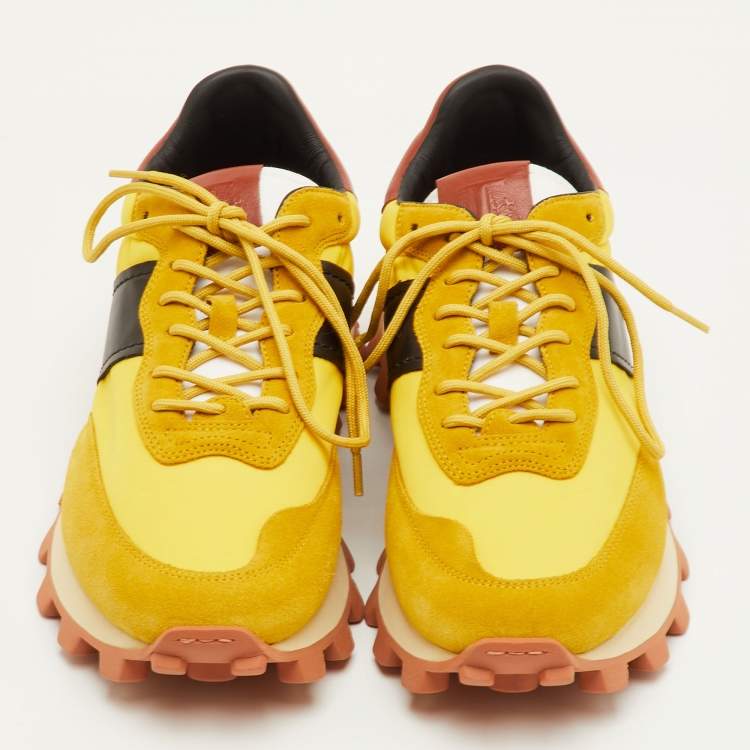 Pre Owned Tod's Size 41.5 Multicolor Fabric, Leather and Suede Low Top Sneakers